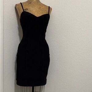 Firenze Santa Barbara black leather suede mini dress xs/s vintage biker goth Emo